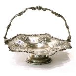 Early Victorian silver shaped circular cake basket, swing handle