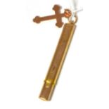 A 9ct gold cross pendant together with a 9ct gold pencil case (2)8.6g gross