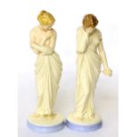 A pair of Royal Worcester Neo Classical maidens, impressed marks, 25cm high (2)Both with impressed