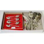 Assorted items, silver spoons, some in sets
