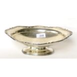 A silver pedestal dish, Manoah Rhodes & Sons Ltd, Sheffield 1923, oval with shaped rim, 27cm wide,