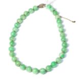 A jade bead necklace 49.42g gross