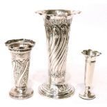 A late Victorian silver vase, Fenton Bros, Sheffield, 1897; together with a similar smaller example,