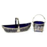 A George V silver basket, Ollivant & Botsford, London 1912, with pierced sides and fixed handle; and