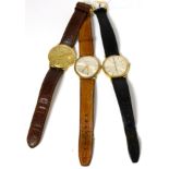 Three gent's 9ct gold wristwatches, signed Rotary, Marvin and Garrard