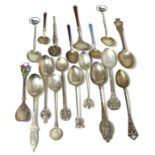A group of assorted silver commemorative and other spoons, including a pair of Charles Horner