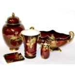 Five items of Carlton ware, Rouge Royale china