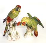 ^ A Meissen Style Figure of a Parakeet, early 20th century, with colourful plumage perched on a tree