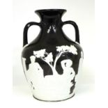 A Wedgwood Black Jasper Portland Vase, late 19th century, applied with classical figures, the base