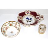 A Swansea Porcelain Slop Bowl, circa 1815, painted with stylised flowerheads in ogee panels on a