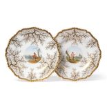 A Pair of Flight Barr & Barr Worcester Porcelain Plates, circa 1820, painted with vignettes of