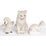 ~ A Plichta Figure of a Seated Cat, with shredded fur, impressed marks, 27cm high; A Similar