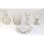 A Glass Goblet, circa 1830, the semi-fluted ovoid bowl inscribed SUCCESS TO THE TOWN AND TRADE OF