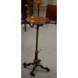 A Victorian Cast Iron Telescopic Stand, late 19th century, with circular dished top and adjustable