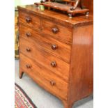 ~ A Late George III Mahogany Five Drawer Straight Front Chest of Drawers, early 19th century, of two