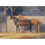 Dorothy Margaret (1900-1992) & Elizabeth Mary Alderson (1900-1988) Bay and Chestnut horse standing