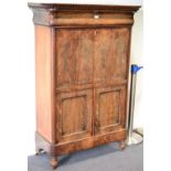 A Mid 19th Century Mahogany Secretaire à Abattant, with beaded frieze above a long drawer with a