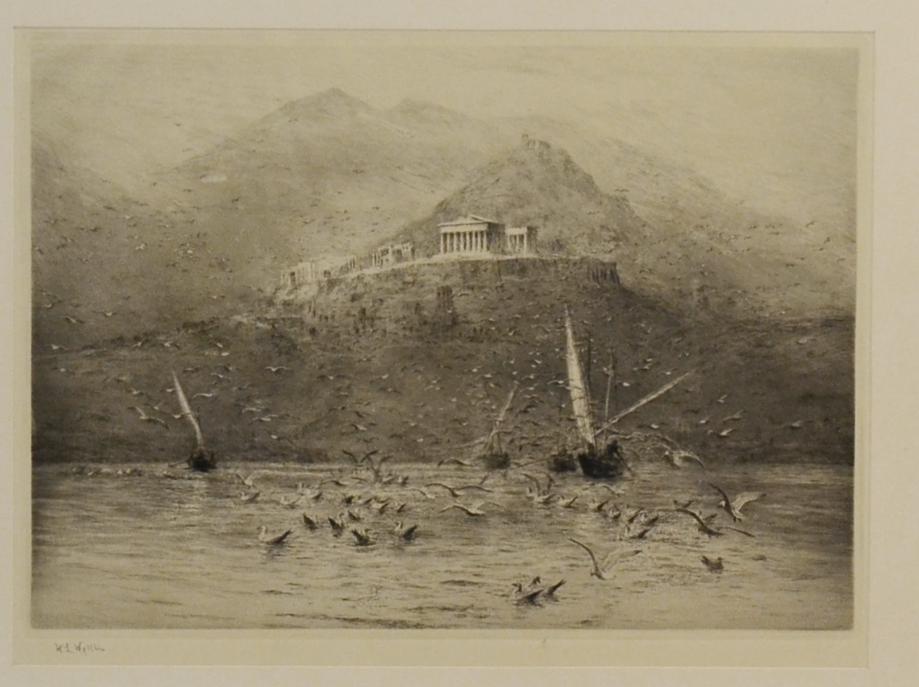 William Lionel Wyllie RA, RBA, RI, RE, NEAC (1851-1931) The Poseidon Temple, Attica Signed in - Image 4 of 5