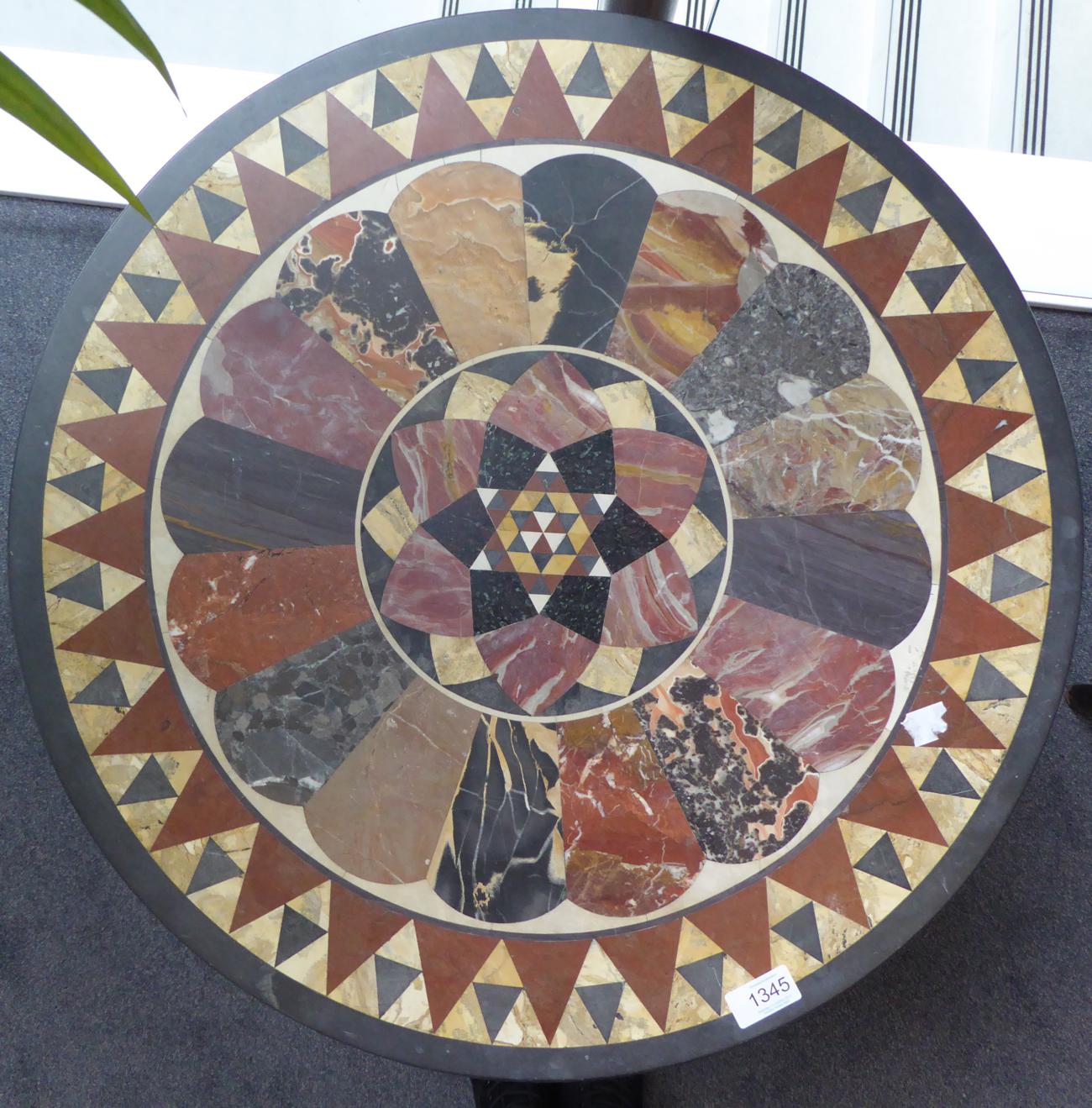 A Circular Specimen Marble Table Top, made up of various marbles surrounded by a geometric - Image 2 of 3