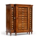 A Victorian Rosewood and Marquetry Inlaid Collectors Cabinet, circa 1870, of breakfront form, the