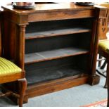 ~ An Early Victorian Rosewood Dwarf Bookcase, mid 19th century, of inverted breakfront form with