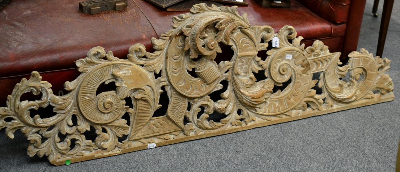 ^ An 18th Century Carved Limewood Pediment, with acanthus scrolls, 164cm diameter