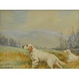 Reuben Ward Binks (1880-1950) Portrait of an Orange Belton Setter in a mountainous landscape