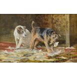 Arthur Wardle (1864-1949) ''Mischief'' Signed, watercolour and bodycolour, 12.5cm by 19.5cm