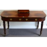 A 19th Century Mahogany Side Table, of rounded rectangular form above two frieze drawers with turned