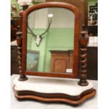 ~ A Victorian Mahogany Toilet Mirror, 3rd quarter 19th century, with spiral turned supports above