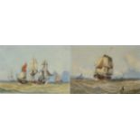 William Calcott Knell (1830-1880) ''Shipping in a breeze'' ''Shipping in the Channel'' Signed,