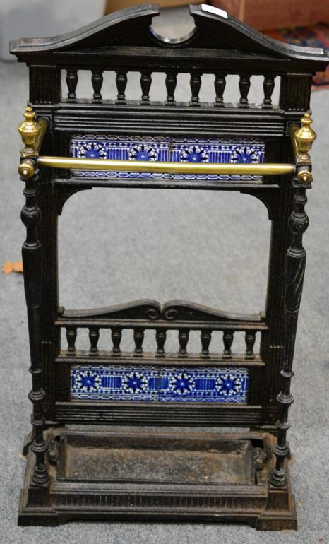 A Victorian Cast Iron Stick Stand, bearing lozenge registration mark and numbered 402127?, the