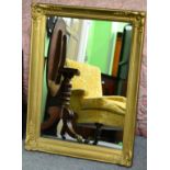 ^ A Victorian Style Gilt and Gesso Rectangular Wall Mirror, with acanthus and shell scrolls to the