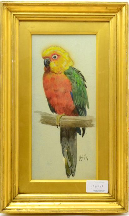 Henry Stacy Marks (1829-1898) Study of a Macaw on a branch Initialled, pencil, watercolour and - Image 5 of 5