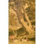 Robert Hills OWS (1769-1844) Stags resting in a wooded glade Signed and dated 1827, watercolour,