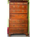 A George III Mahogany, Satinwood Banded, Boxwood and Ebony Strung Chest on Chest, early 19th