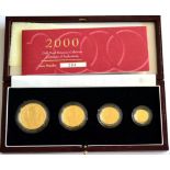 Britannia 4-Coin Gold Proof Collection 2000 comprising: £100, £50, £25 & £10, with cert, in CofI,
