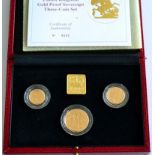 3-Coin Gold Proof Collection 1991 comprising: £2, sovereign & half sovereign, with cert, in CofI,