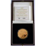 Gold Proof Crown 1997 'Golden Wedding,' with cert, in CofI, FDC