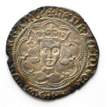 Henry VI Groat, Calais Mint, MM cross patonce, rosette-mascle issue; obv. blue/gold tone with