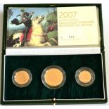 3-Coin Gold Proof Collection 2007 comprising: £2, sovereign & half sovereign, with cert, in CofI,