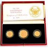 3-Coin Gold Proof Collection 1986 comprising: £2 'Commonwealth Games,' sovereign & half sovereign,