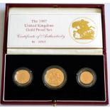 3-Coin Gold Proof Collection 1987 comprising: £2, sovereign & half sovereign, with cert, in CofI,