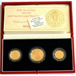 3-Coin Gold Proof Collection 1989 '500th Anniversary of the Sovereign' comprising: £2, sovereign &