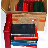 A Plastic Container and a Large Box housing unused/used empty albums, stockbooks and binders.