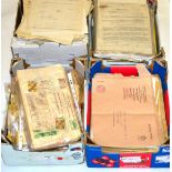 Four Boxes of Oddities includes large quantity Belgian Fiscal documents. World Cinderella Fiscals.