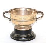 An early 20th century silver presentation twin handled bowl