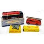 Dinky 942 Foden Regent Tanker (G-E, wear mostly to decals, box G-F) 735 Gloster Javelin 781 Petrol