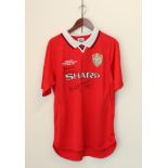 Manchester United Signed Camp Nou Champions League Final 1999 Shirt signed by Alex Ferguson,