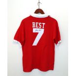 George Best Signed Retro Manchester United No.7 Shirt' with SportsUK photograph